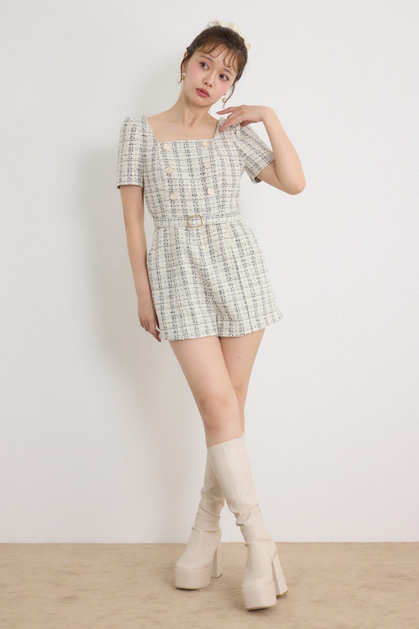【乃木坂46 金川紗耶さん着用】ダブルボタンロンパース WHT S