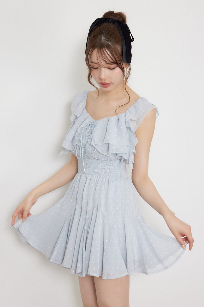 レースアップキャミミニワンピース BLU S