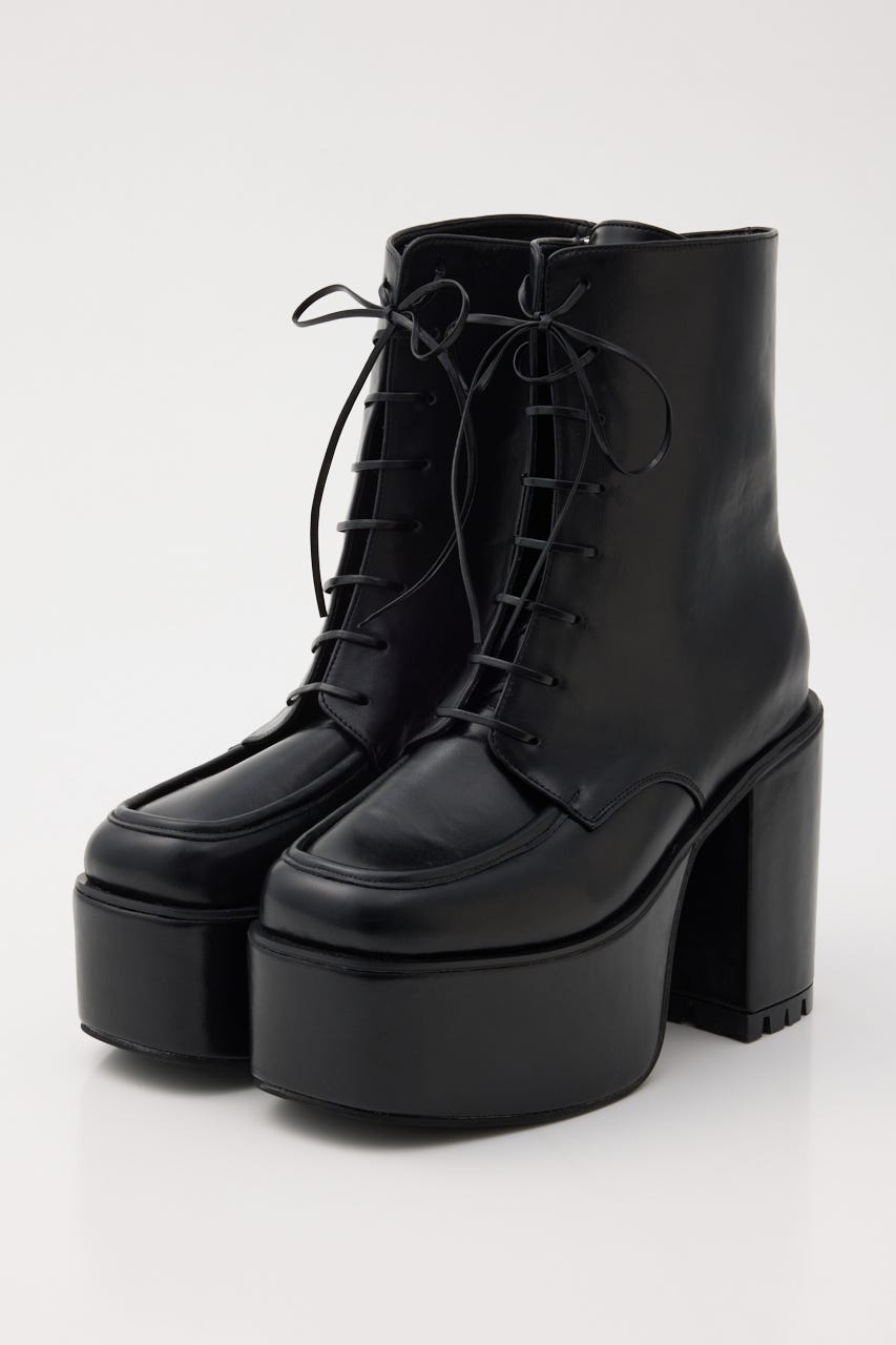 ローファーレースアップショートブーツ BLK L