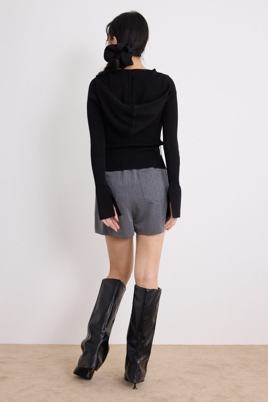 ビジューニットパーカートップス BLK FREE