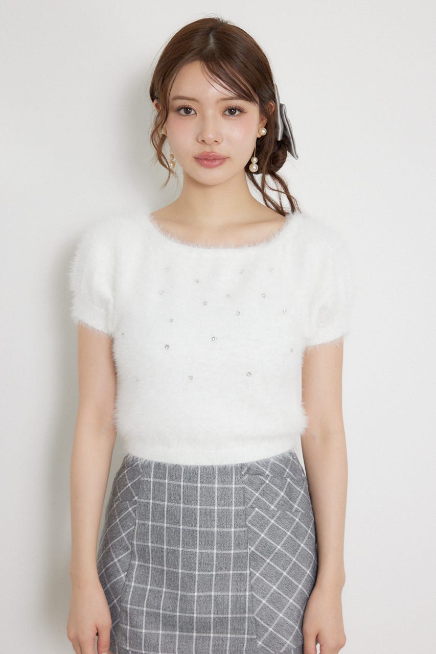 【乃木坂46 金川紗耶さん着用】コンパクトシャギーニットトップス WHT FREE
