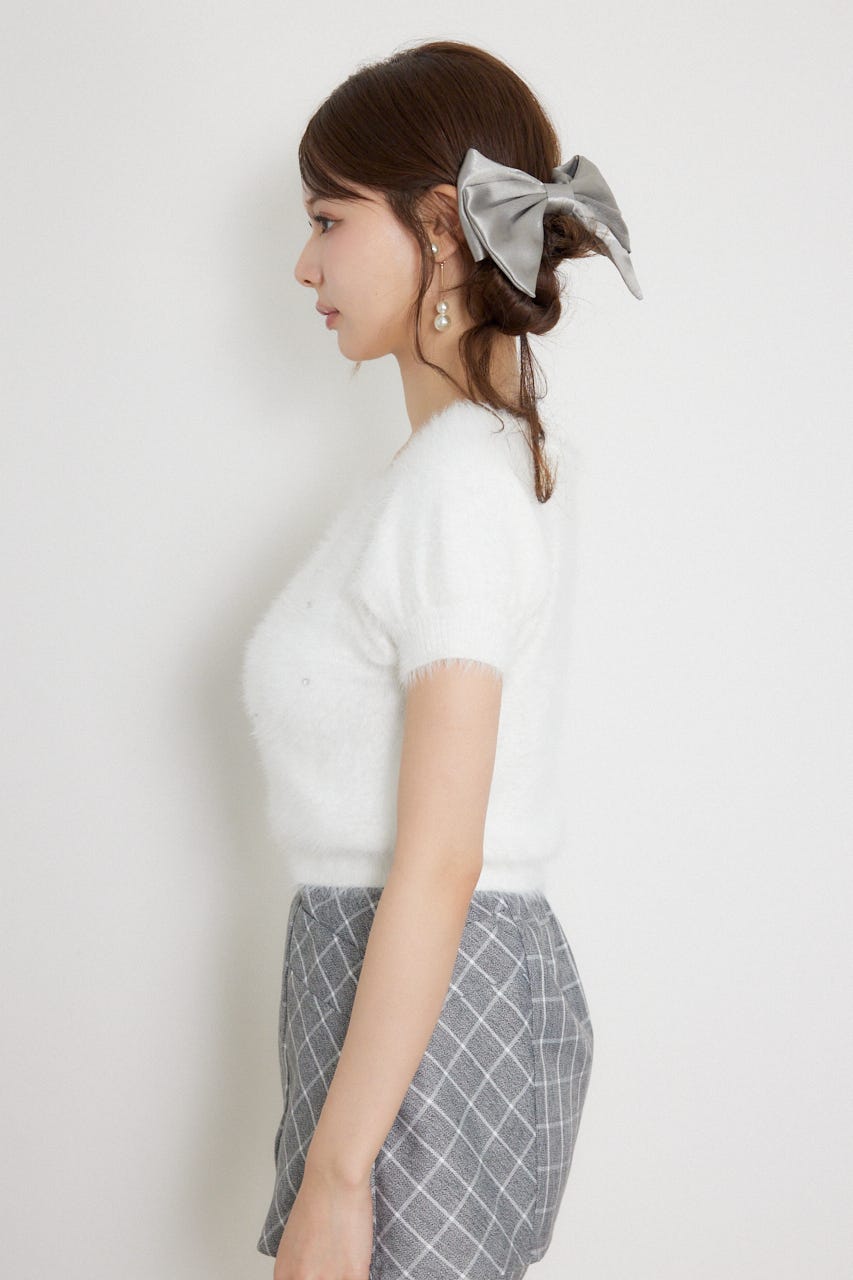 【乃木坂46 金川紗耶さん着用】コンパクトシャギーニットトップス WHT FREE