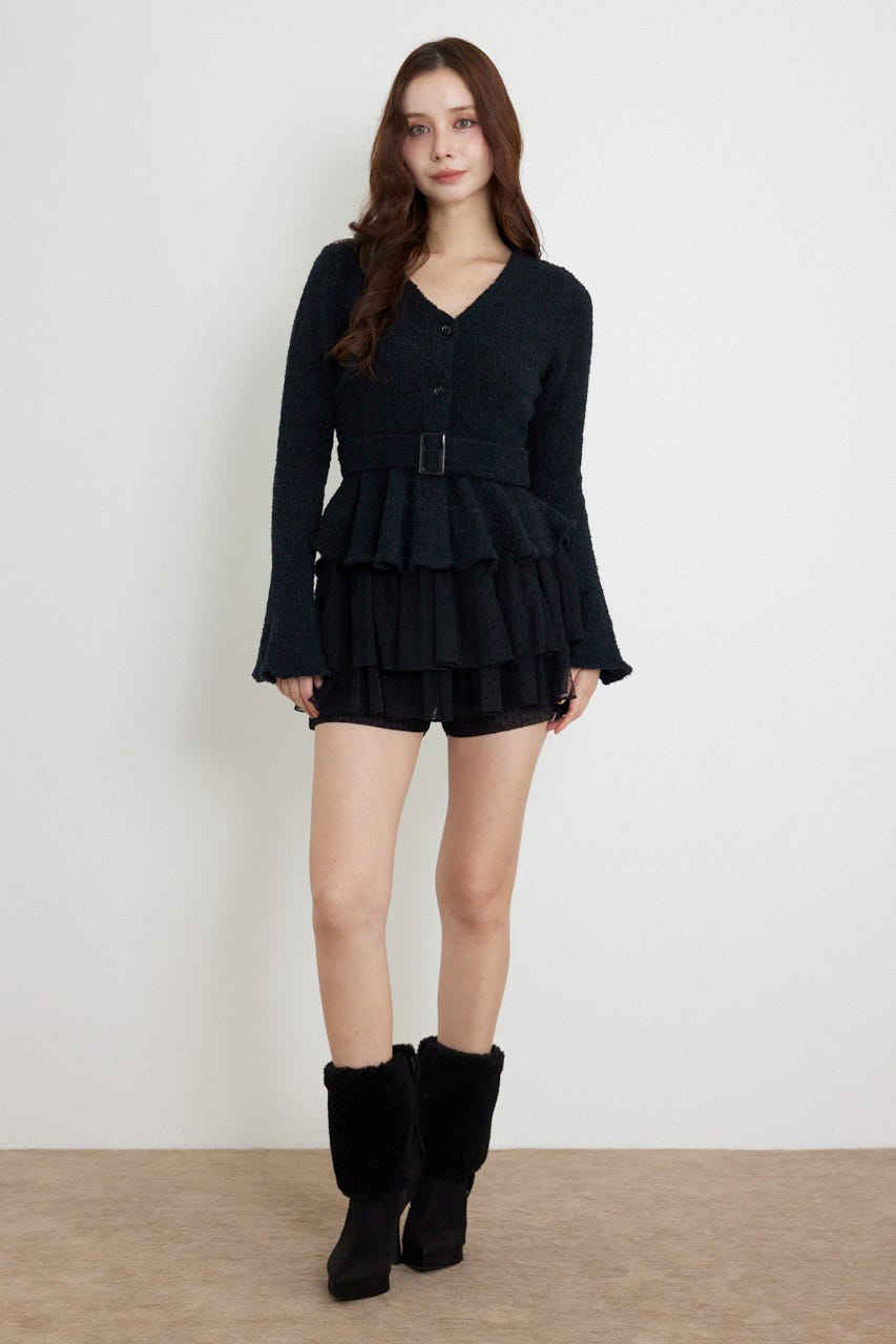 ペプラムニットセットアップ BLK FREE