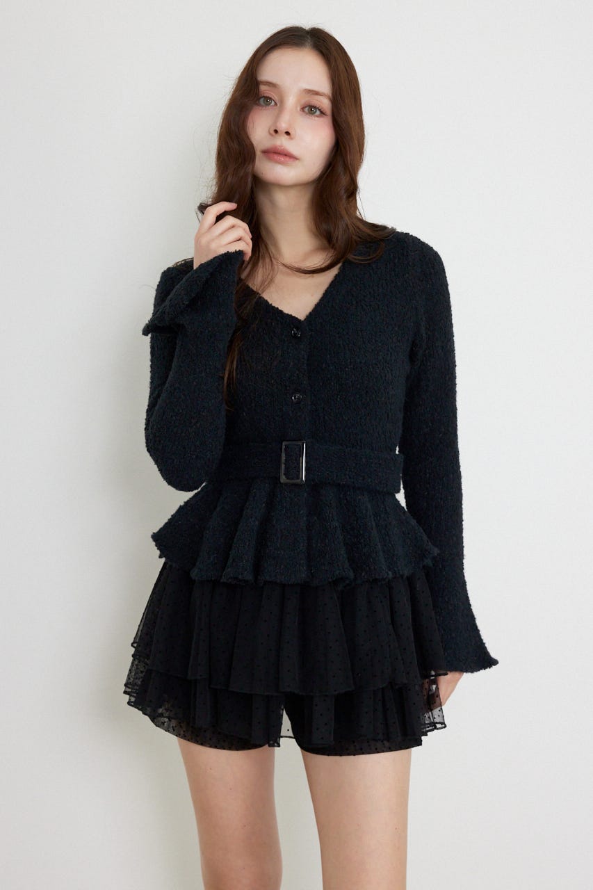 ペプラムニットセットアップ BLK FREE