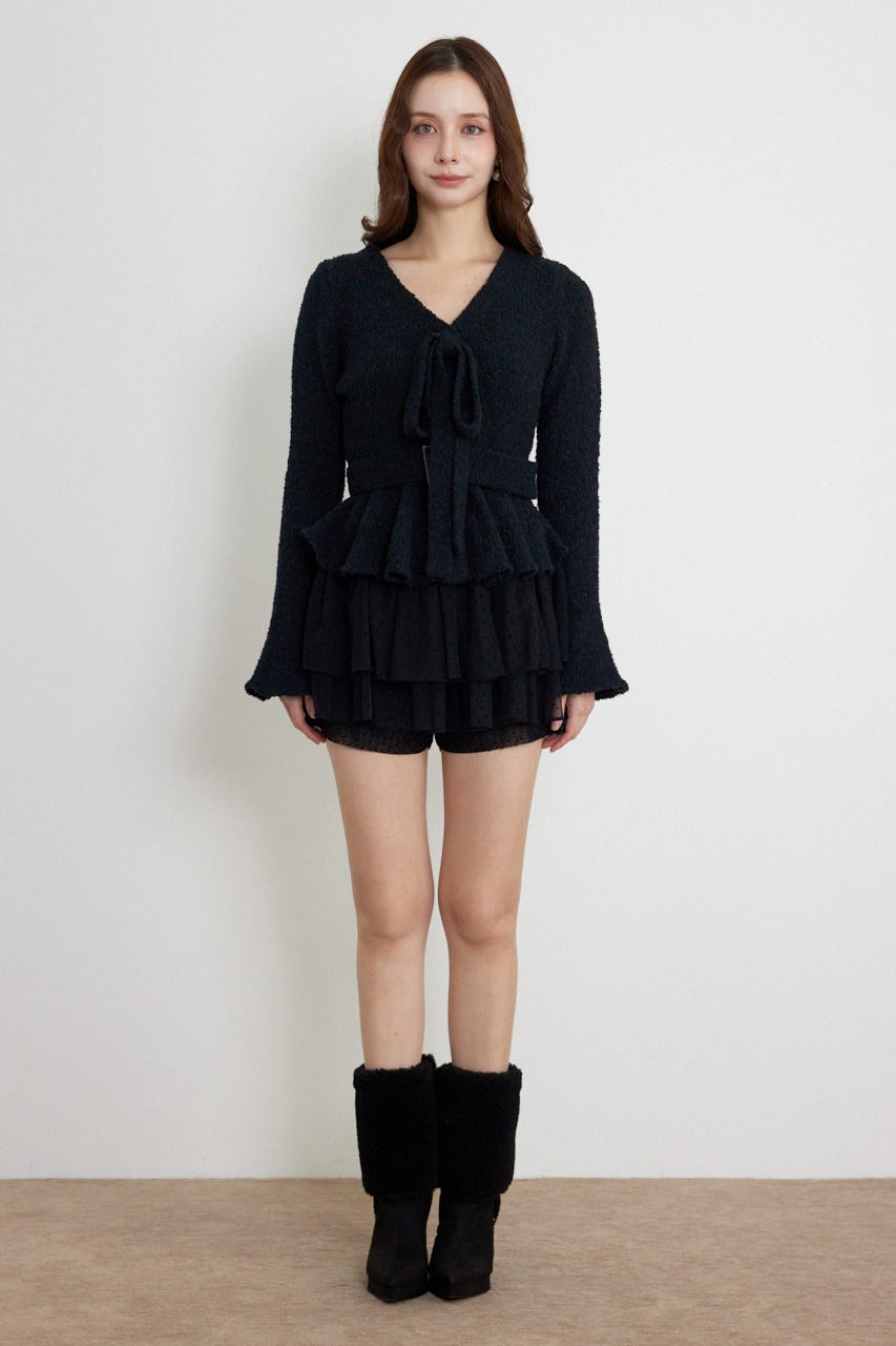 ペプラムニットセットアップ BLK FREE