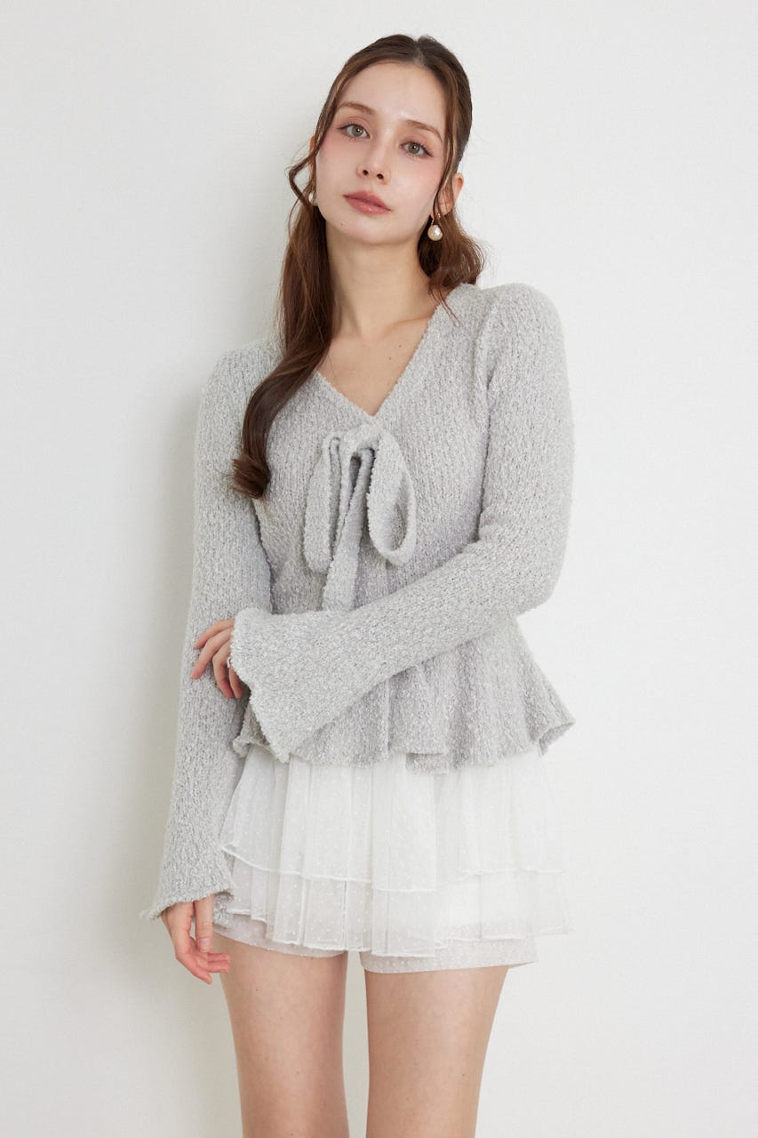 ペプラムニットセットアップ GRY FREE
