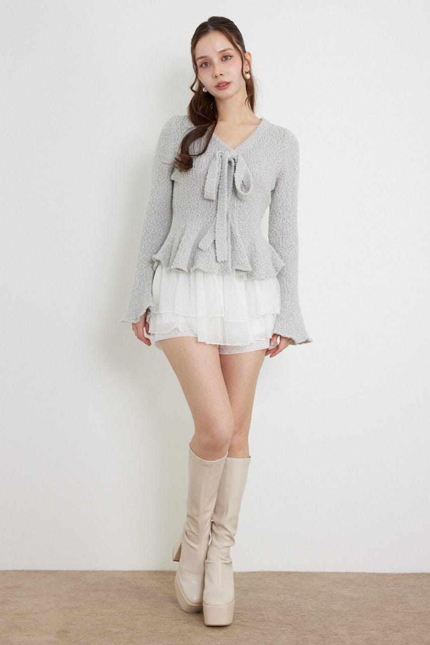 ペプラムニットセットアップ GRY FREE