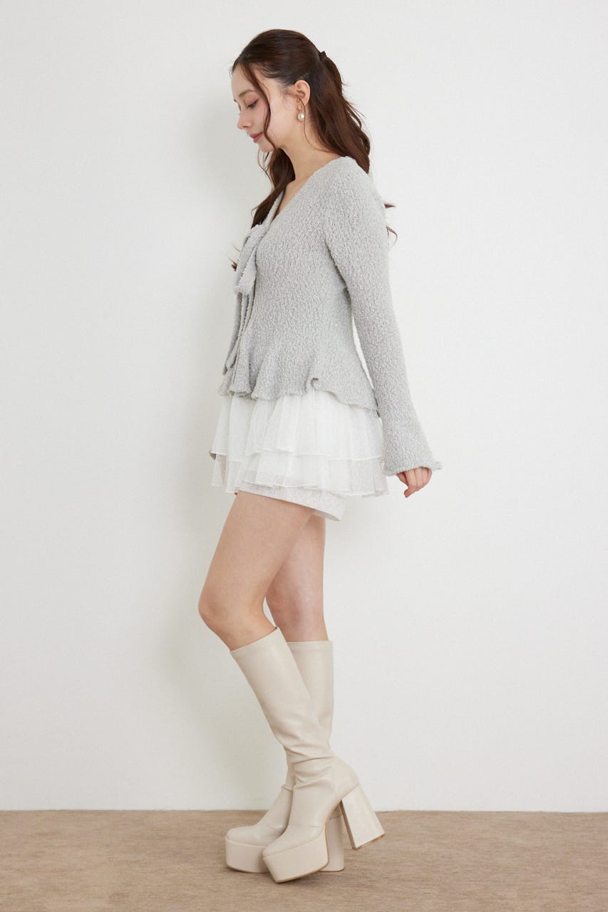 ペプラムニットセットアップ GRY FREE