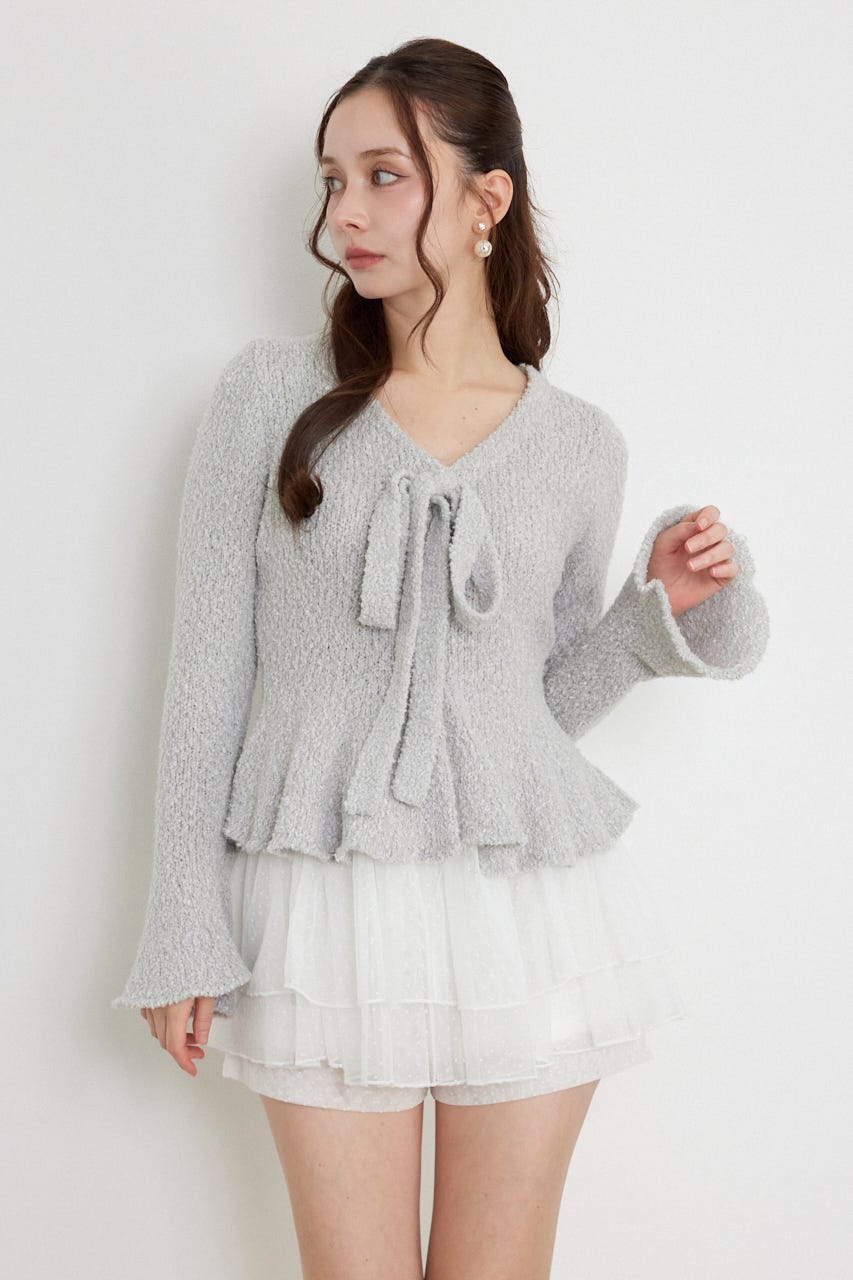 ペプラムニットセットアップ GRY FREE