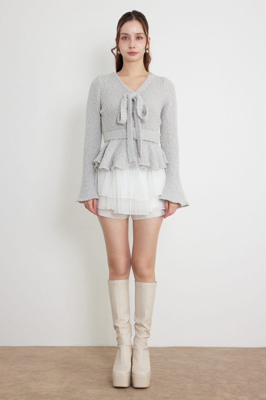 ペプラムニットセットアップ GRY FREE