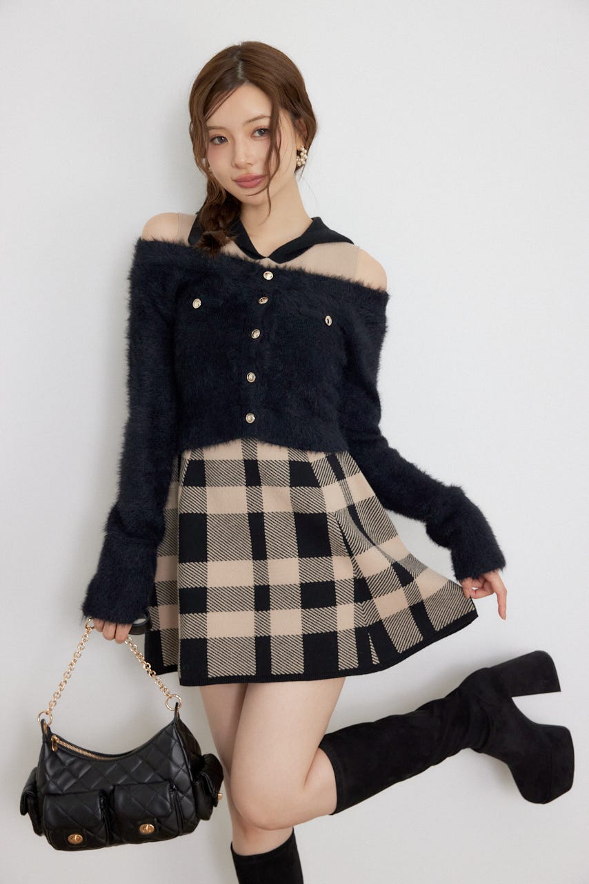 カーデセットフードミニニットワンピース M/BEG FREE