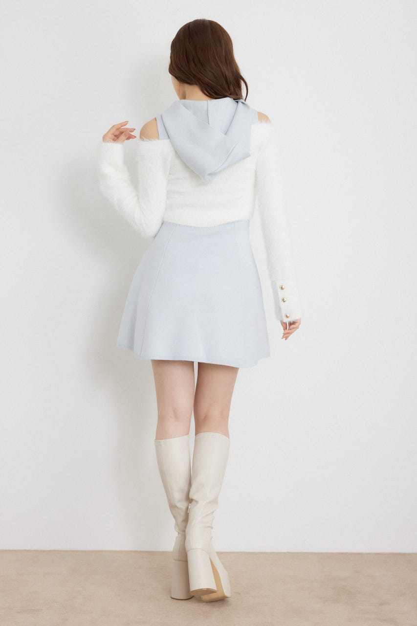 カーデセットフードミニニットワンピース M/BLU FREE