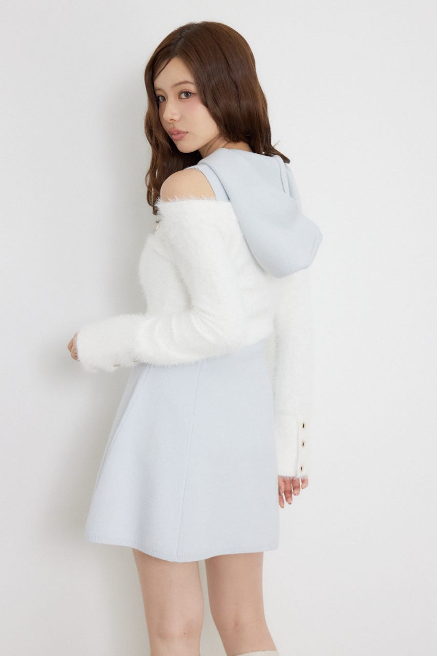 カーデセットフードミニニットワンピース M/BLU FREE