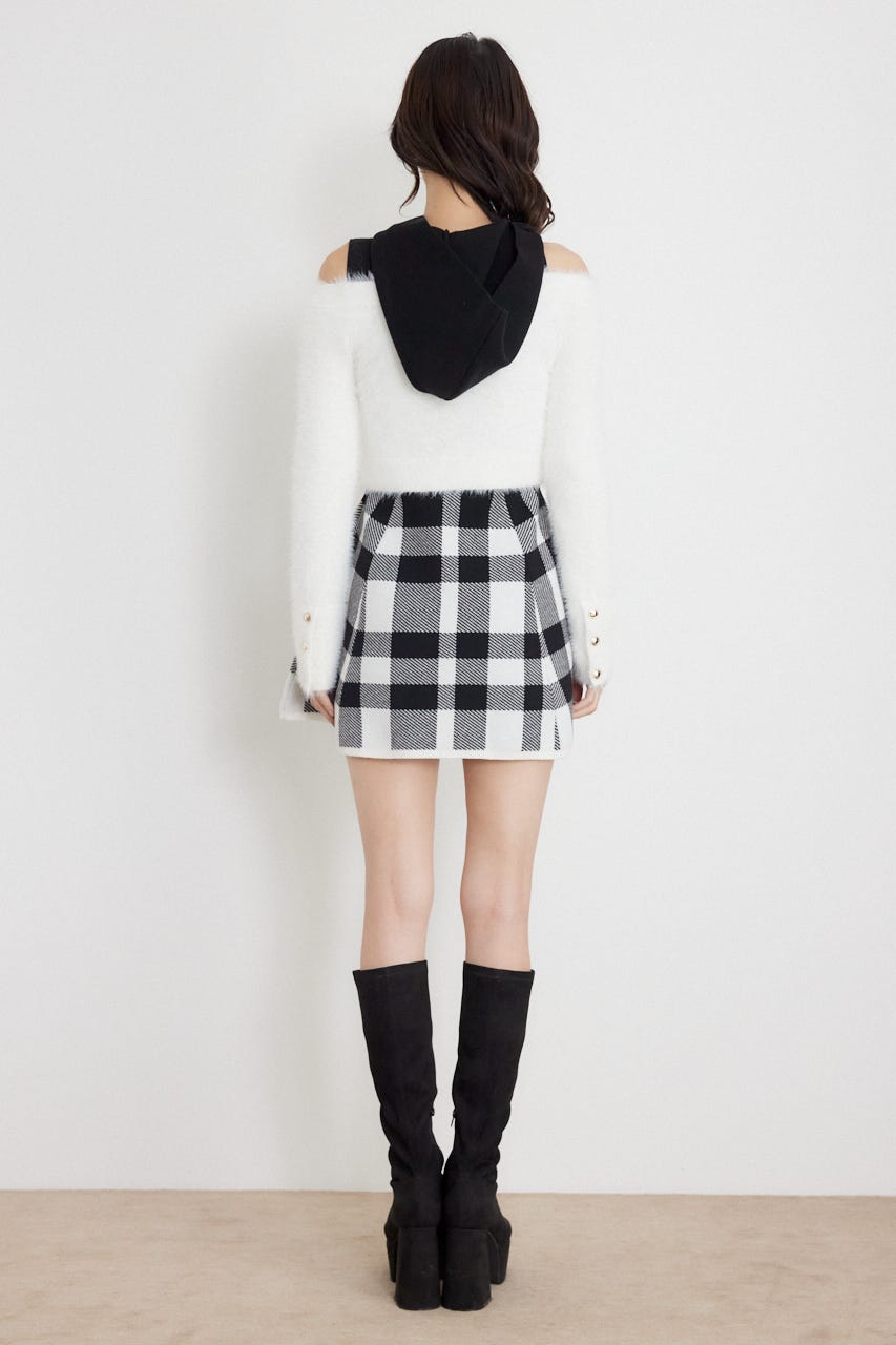 カーデセットフードミニニットワンピース M/WHT FREE