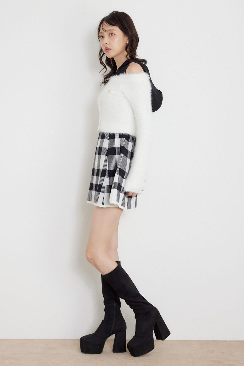カーデセットフードミニニットワンピース M/WHT FREE