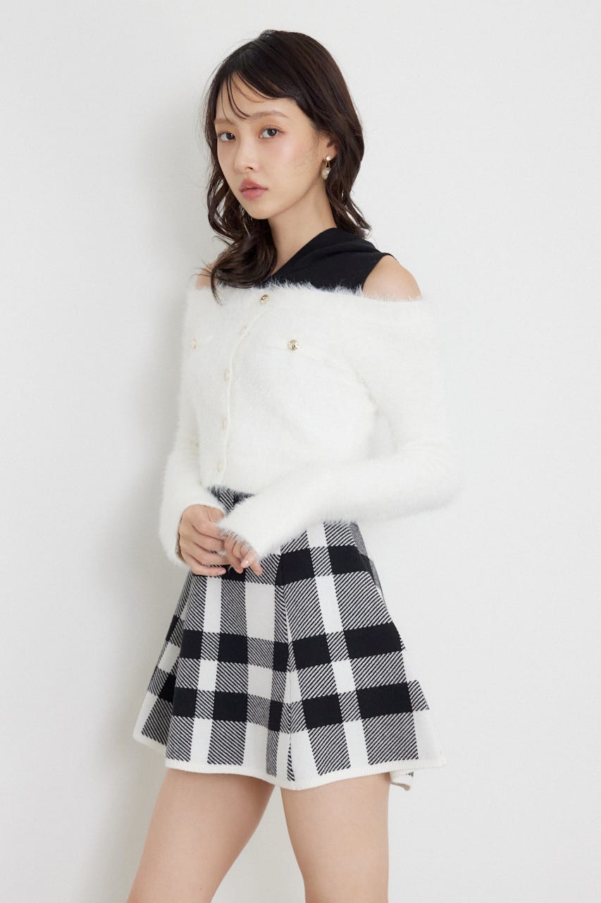 カーデセットフードミニニットワンピース M/WHT FREE