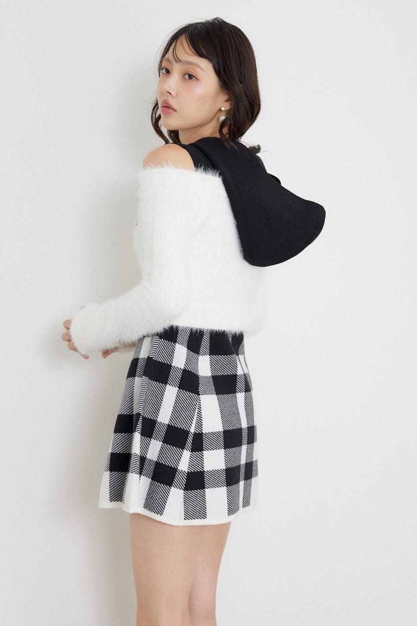 カーデセットフードミニニットワンピース M/WHT FREE