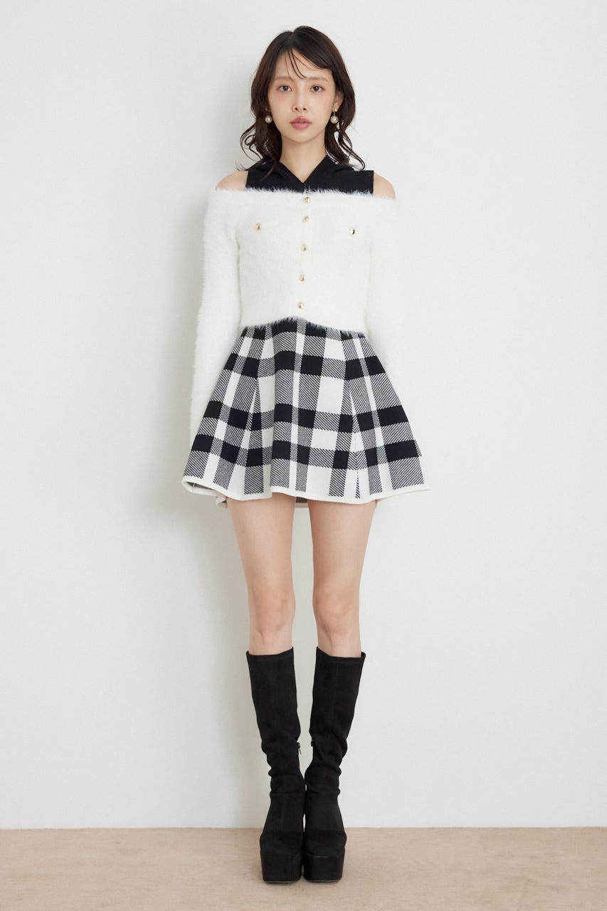 カーデセットフードミニニットワンピース M/WHT FREE