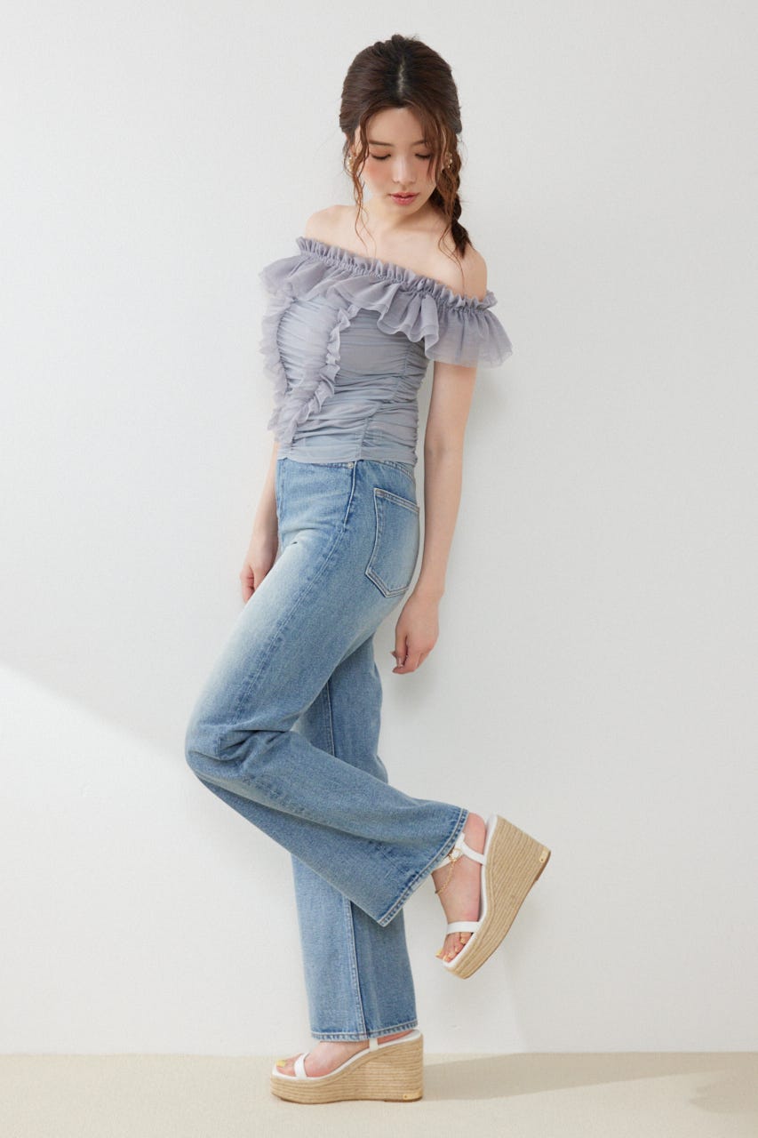 フリルオフショルカットトップス GRY FREE