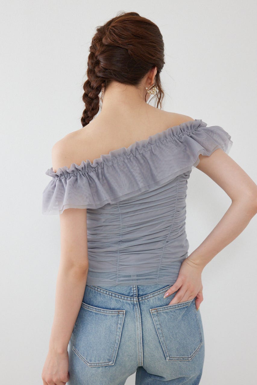 フリルオフショルカットトップス GRY FREE