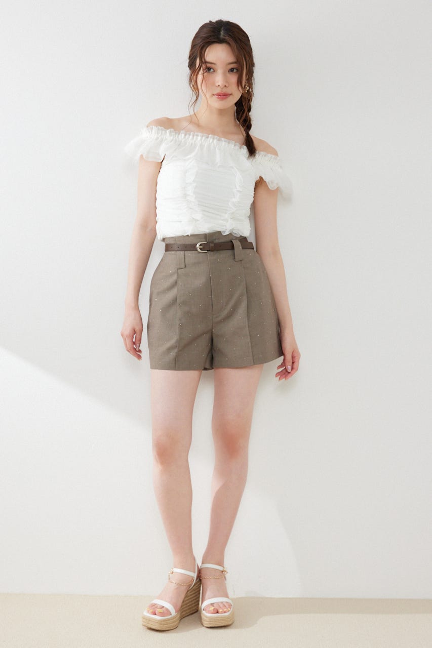 フリルオフショルカットトップス WHT FREE