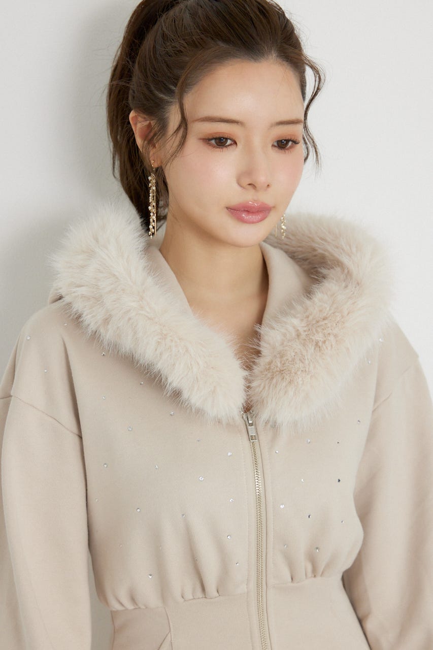 ショールカラーフードマーメイドカットワンピース BEG S