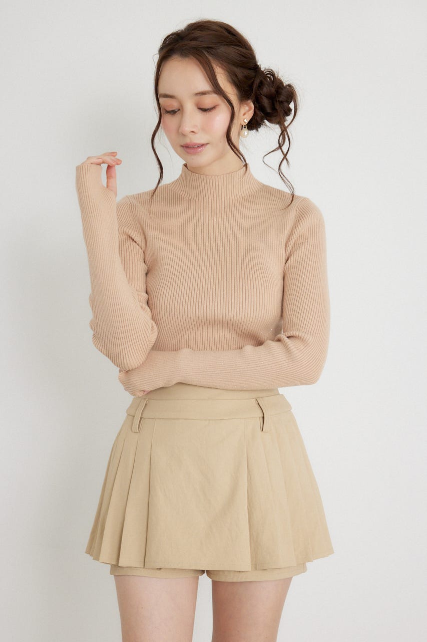 サムホールウォッシャブルハイネックニットトップス BEG M