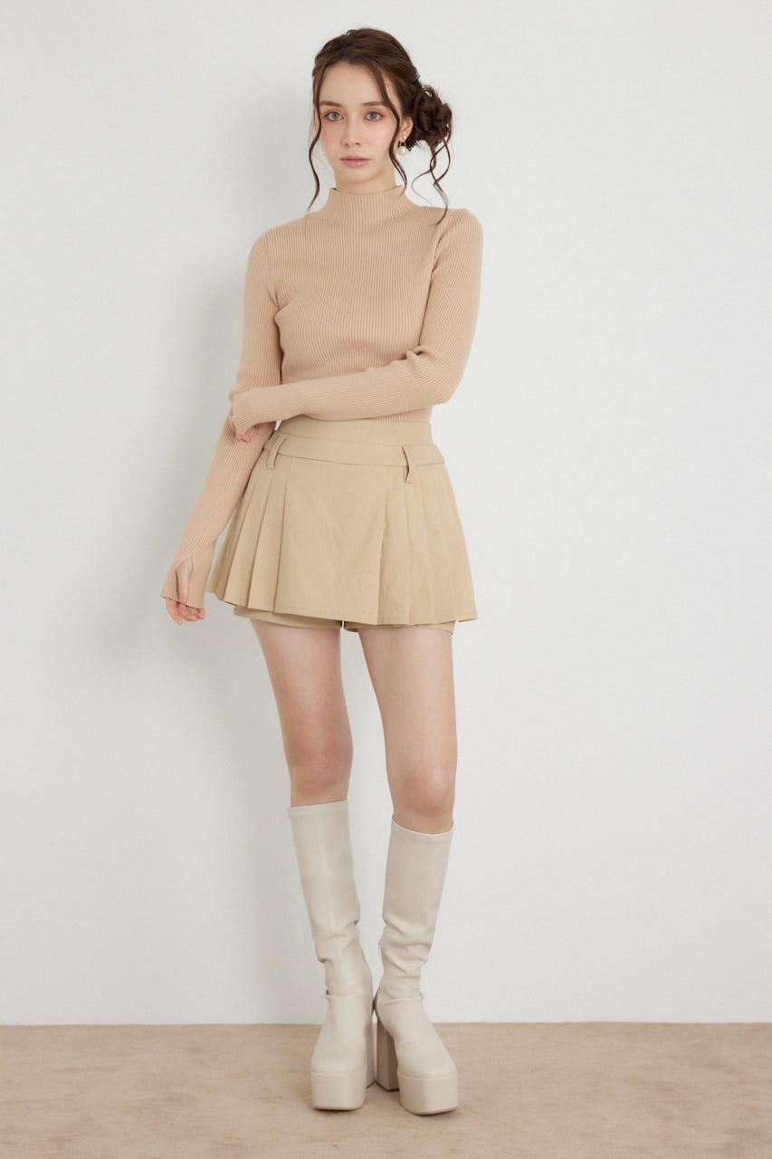 サムホールウォッシャブルハイネックニットトップス BEG M