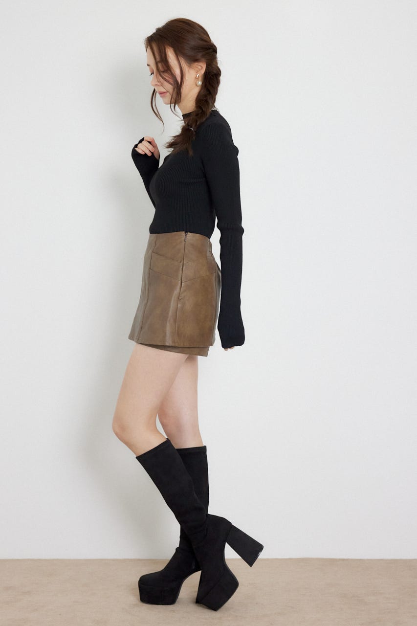 サムホールウォッシャブルハイネックニットトップス BLK M