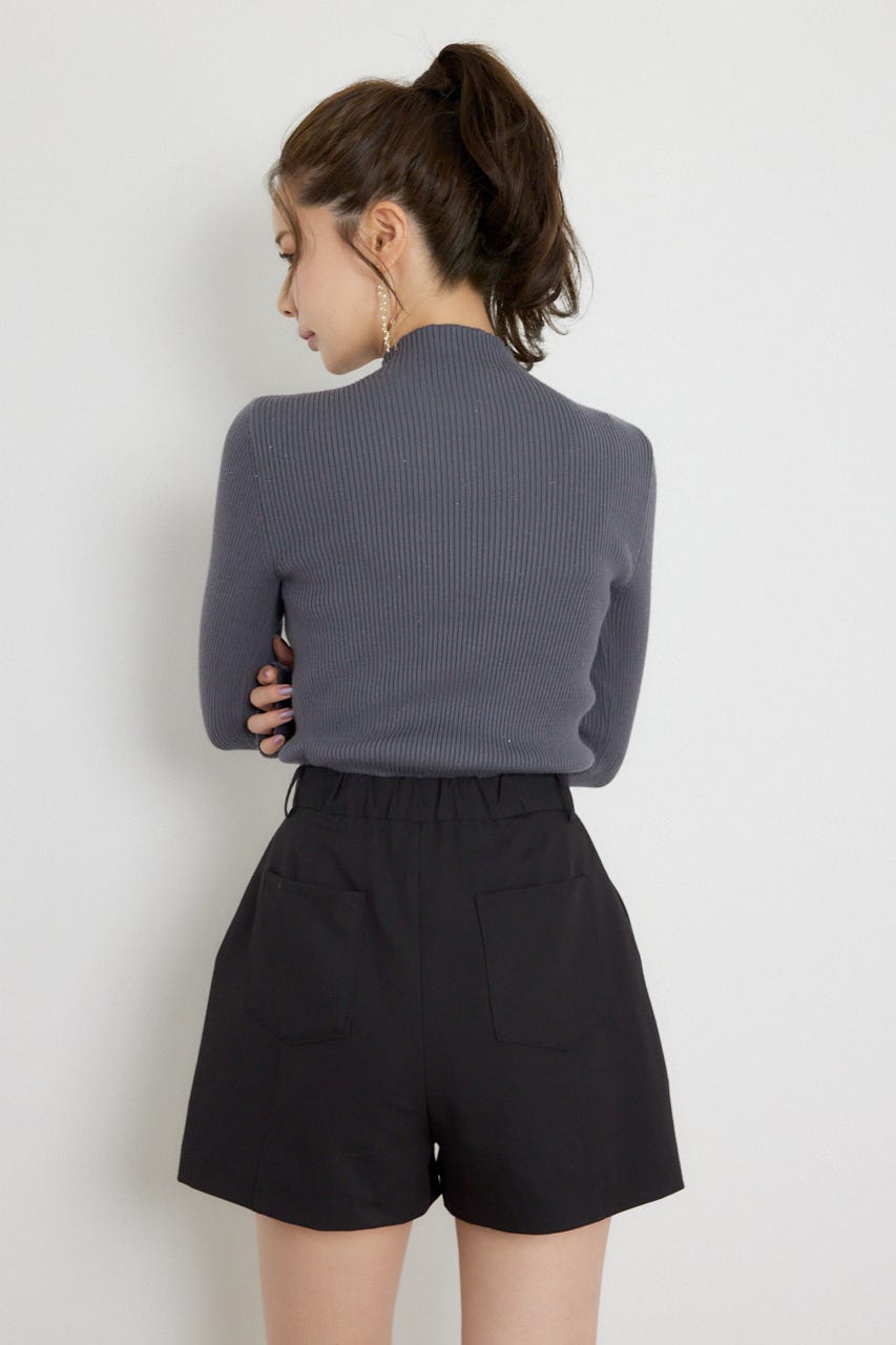 サムホールウォッシャブルハイネックニットトップス GRY S