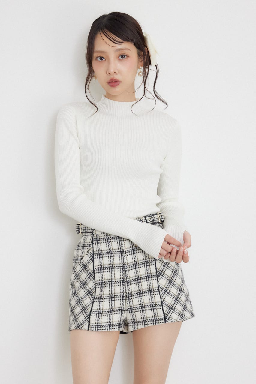 サムホールウォッシャブルハイネックニットトップス WHT S