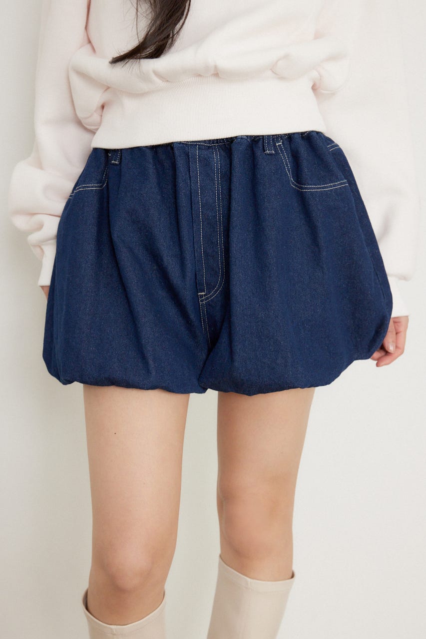 バルーンデニムショートパンツ D/BLU M