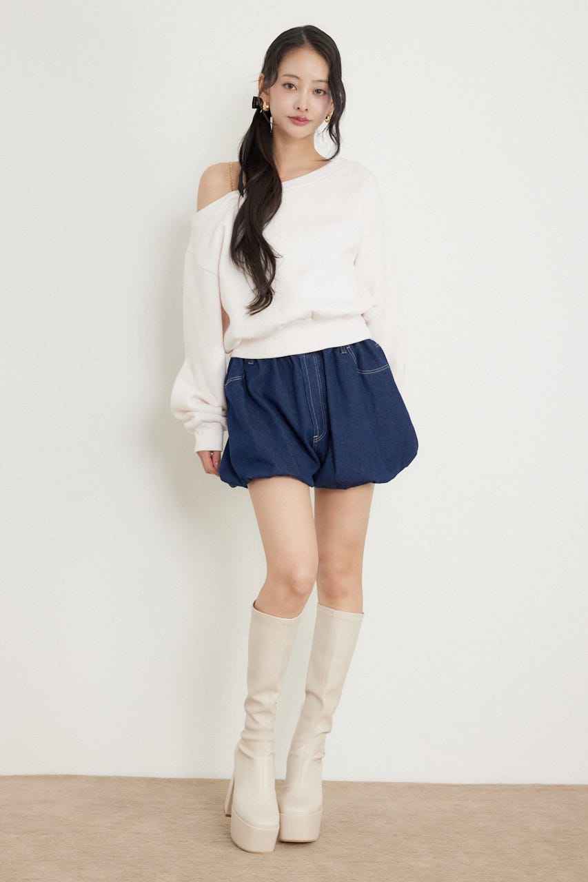 バルーンデニムショートパンツ D/BLU M