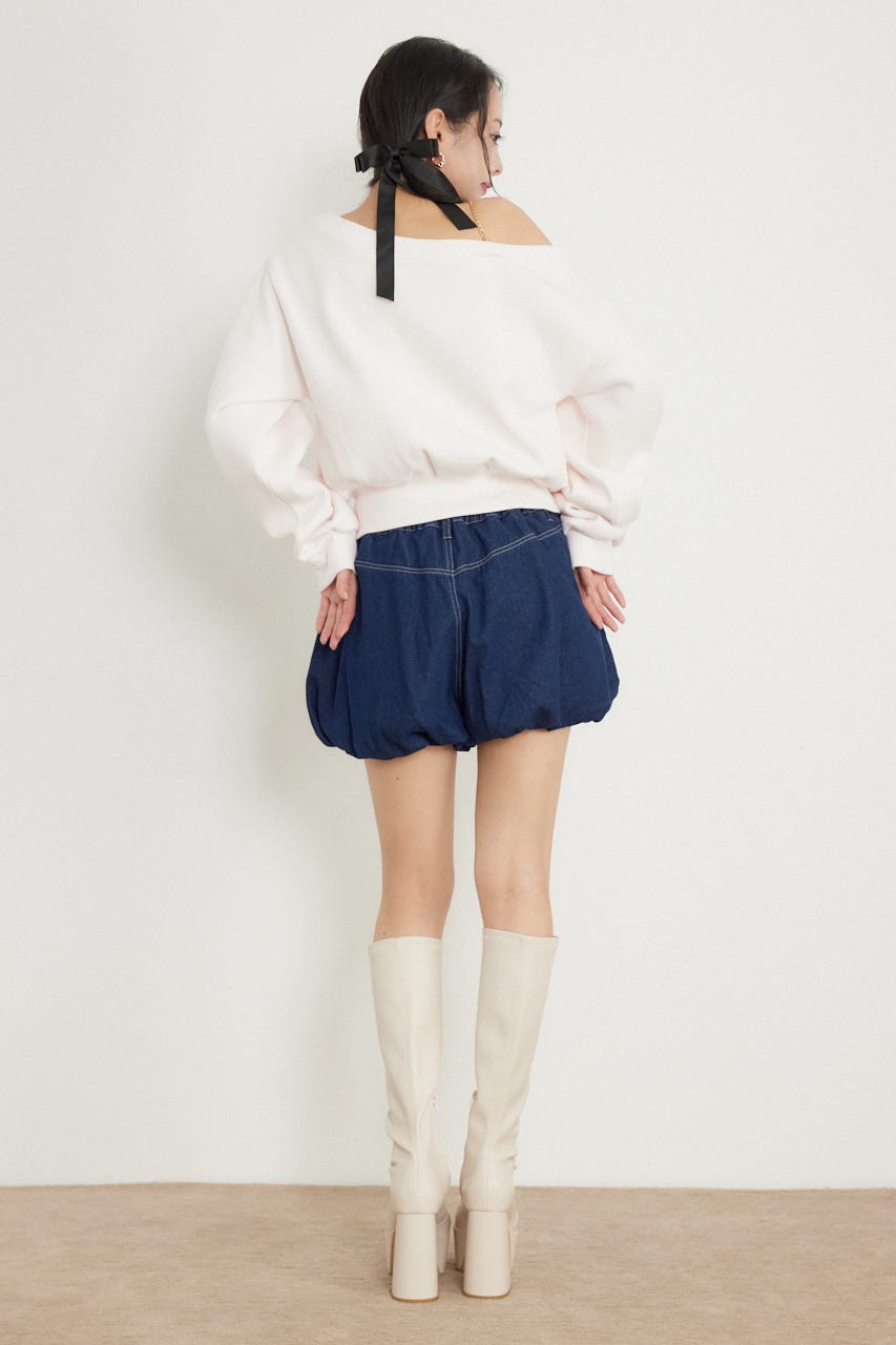バルーンデニムショートパンツ D/BLU M