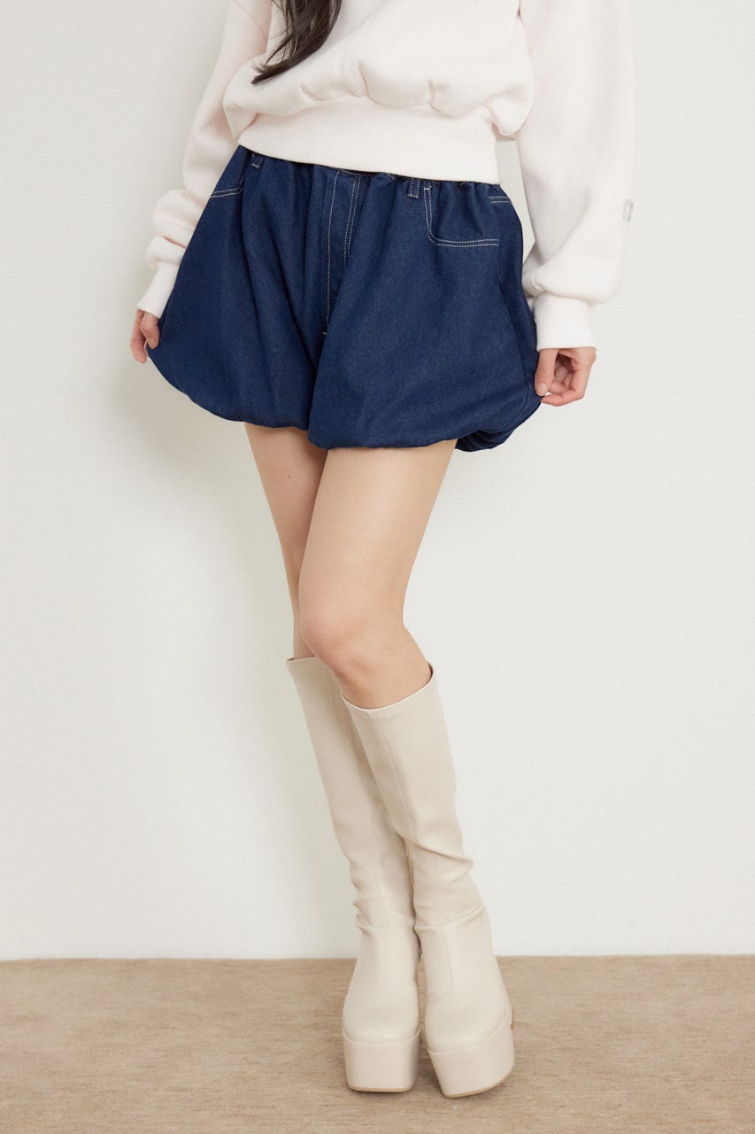 バルーンデニムショートパンツ D/BLU M