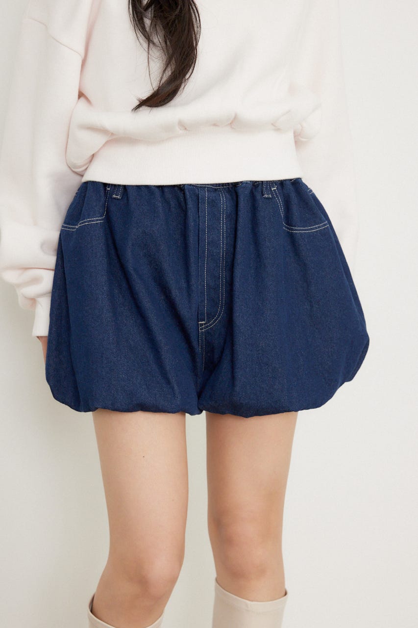 バルーンデニムショートパンツ D/BLU M