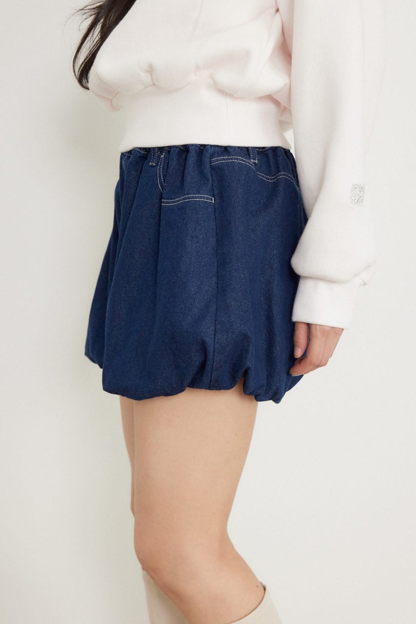 バルーンデニムショートパンツ D/BLU M