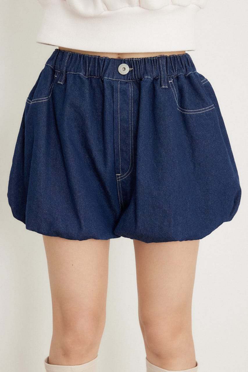 バルーンデニムショートパンツ D/BLU M