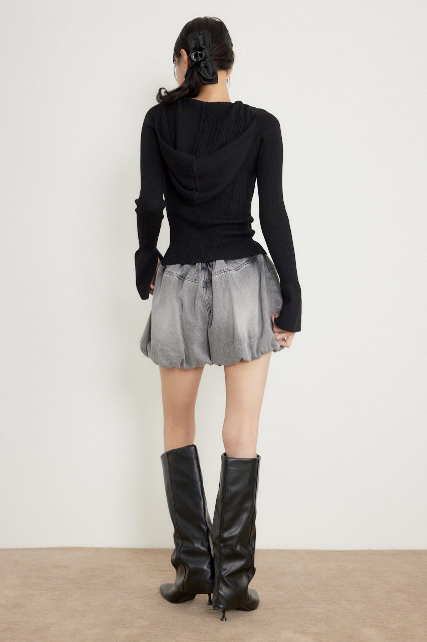 バルーンデニムショートパンツ L/BLK M