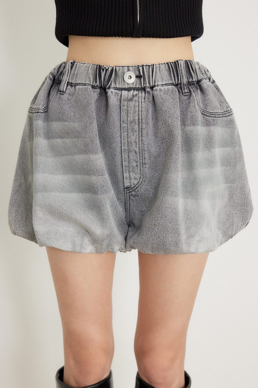 バルーンデニムショートパンツ L/BLK M