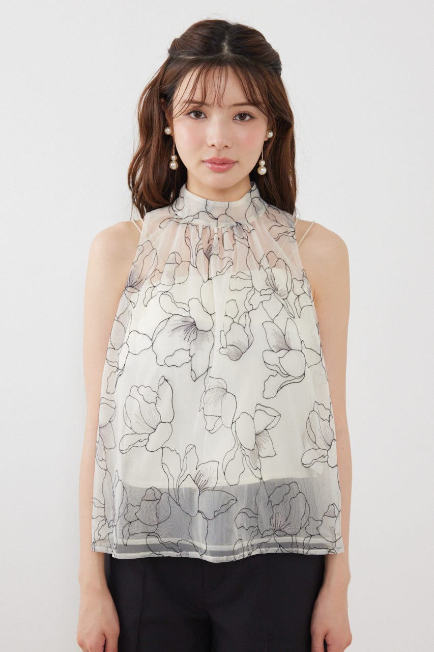 26エンブロイダリーチュールブラウス IVOY S