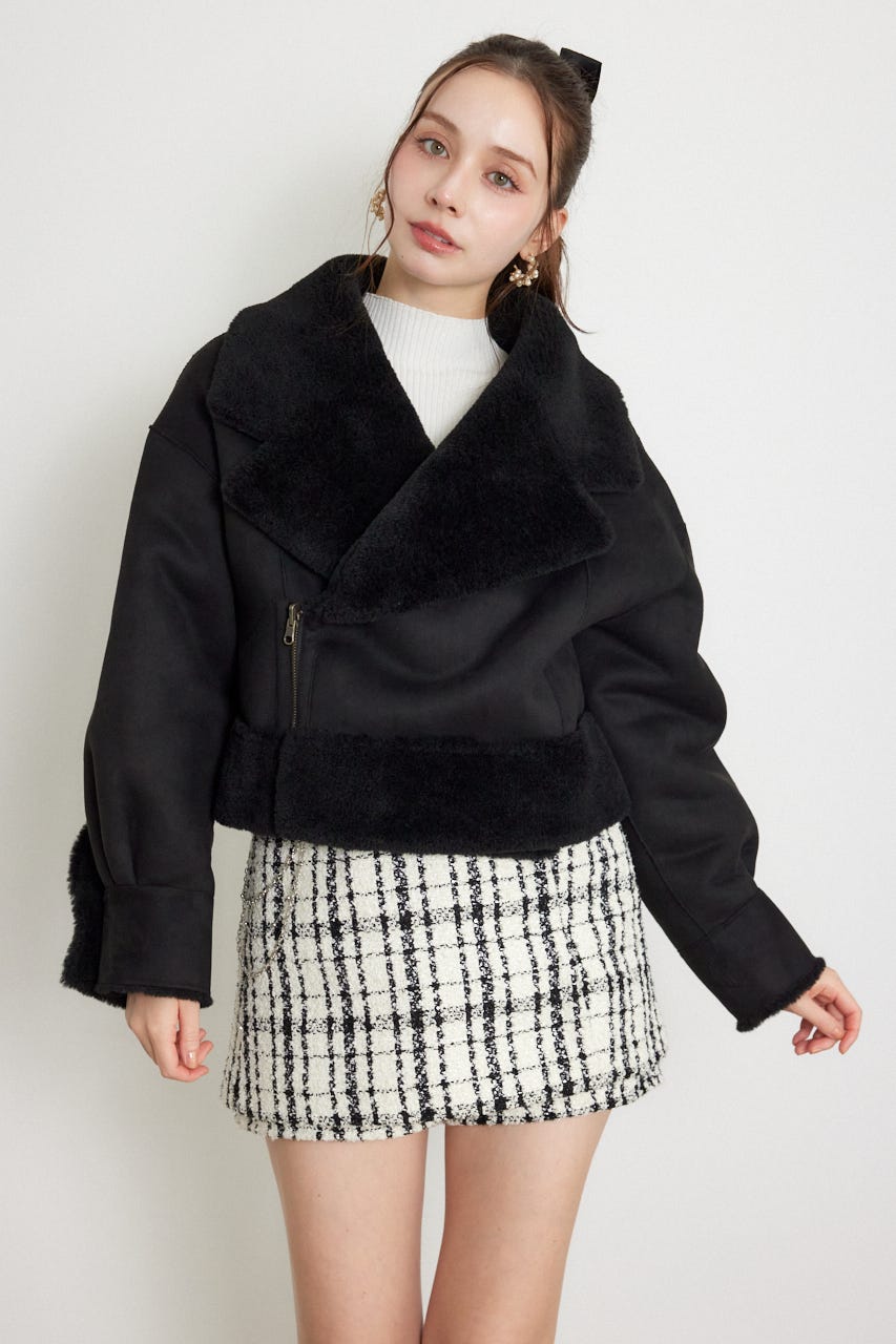 リバーシブルフェイクムートンジャケット BLK M