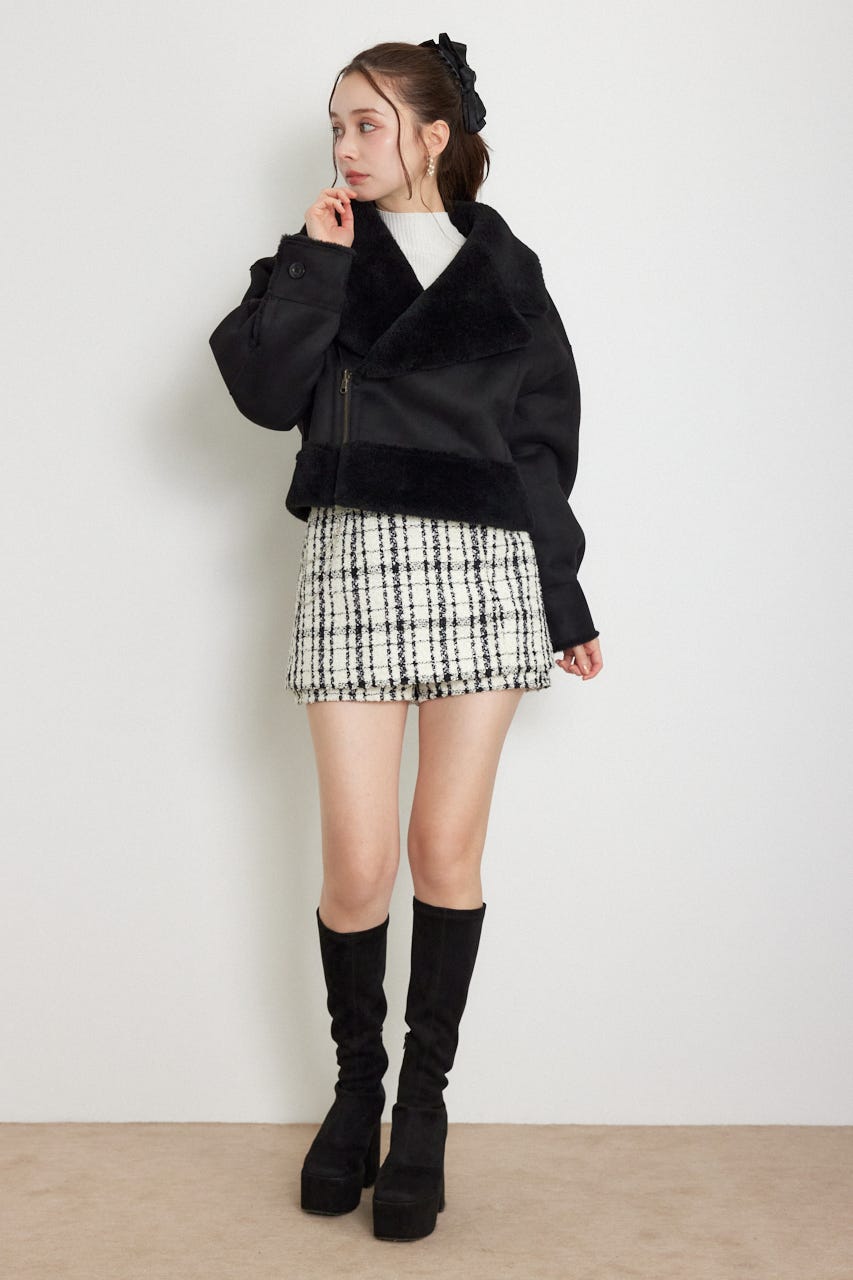 リバーシブルフェイクムートンジャケット BLK M