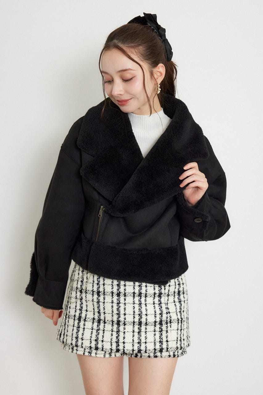 リバーシブルフェイクムートンジャケット BLK M