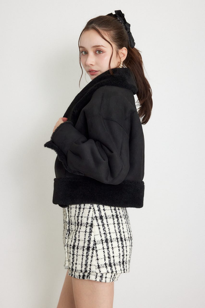 リバーシブルフェイクムートンジャケット BLK M