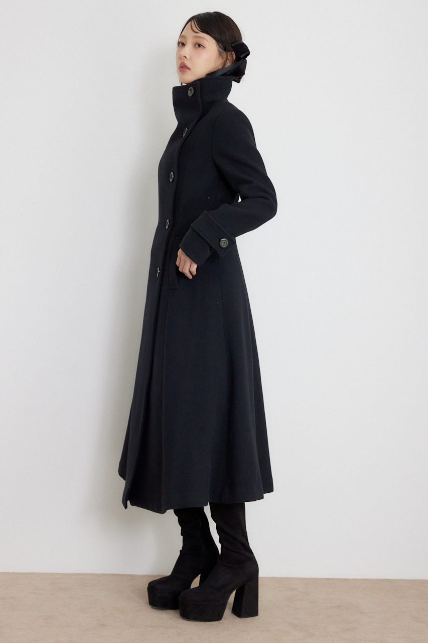 26オーバーネックシンデレララインコート BLK S