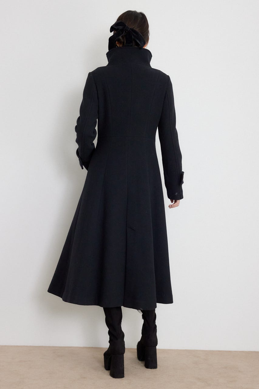 26オーバーネックシンデレララインコート BLK S