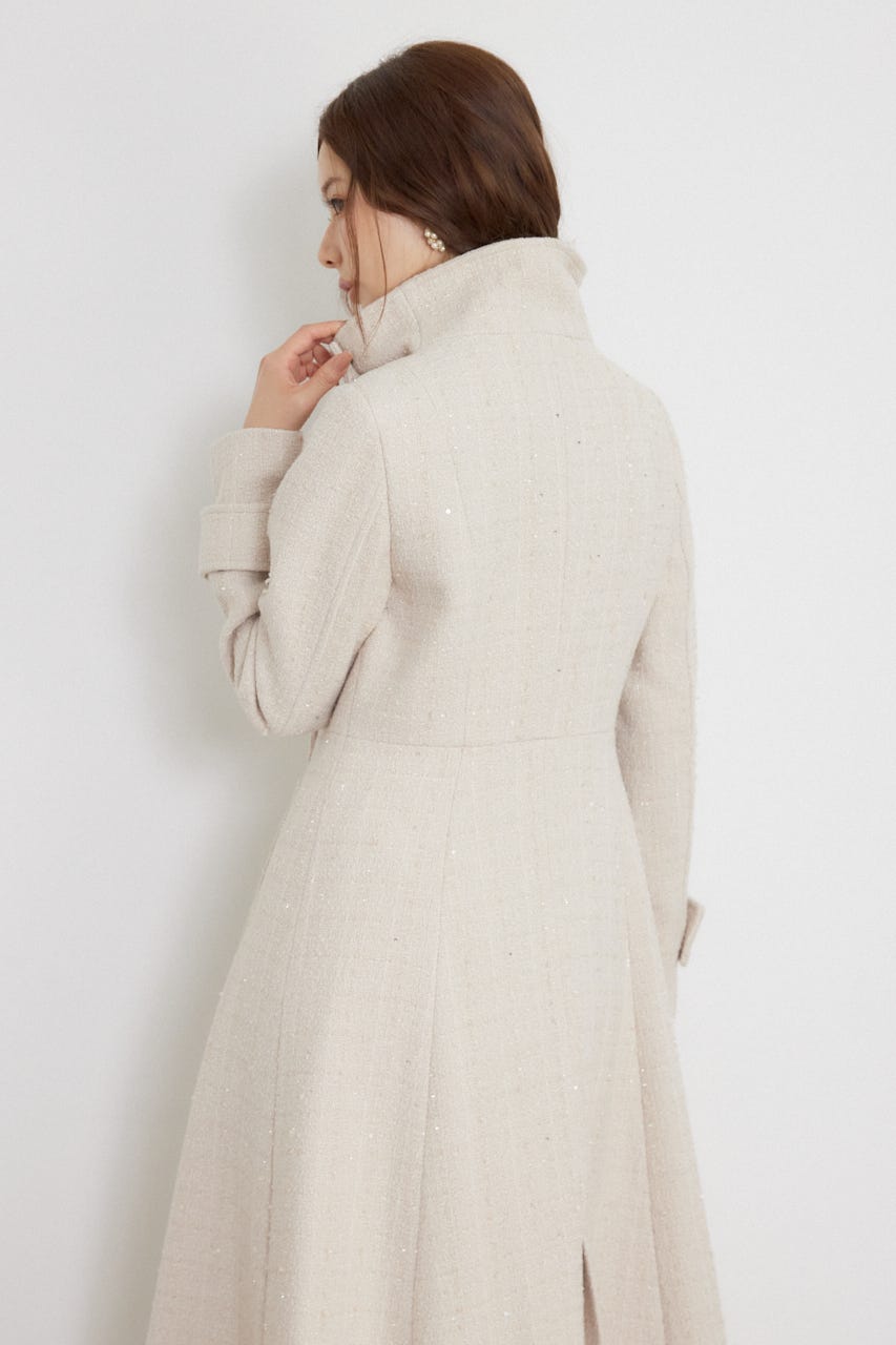 26オーバーネックシンデレララインコート 柄BEG S