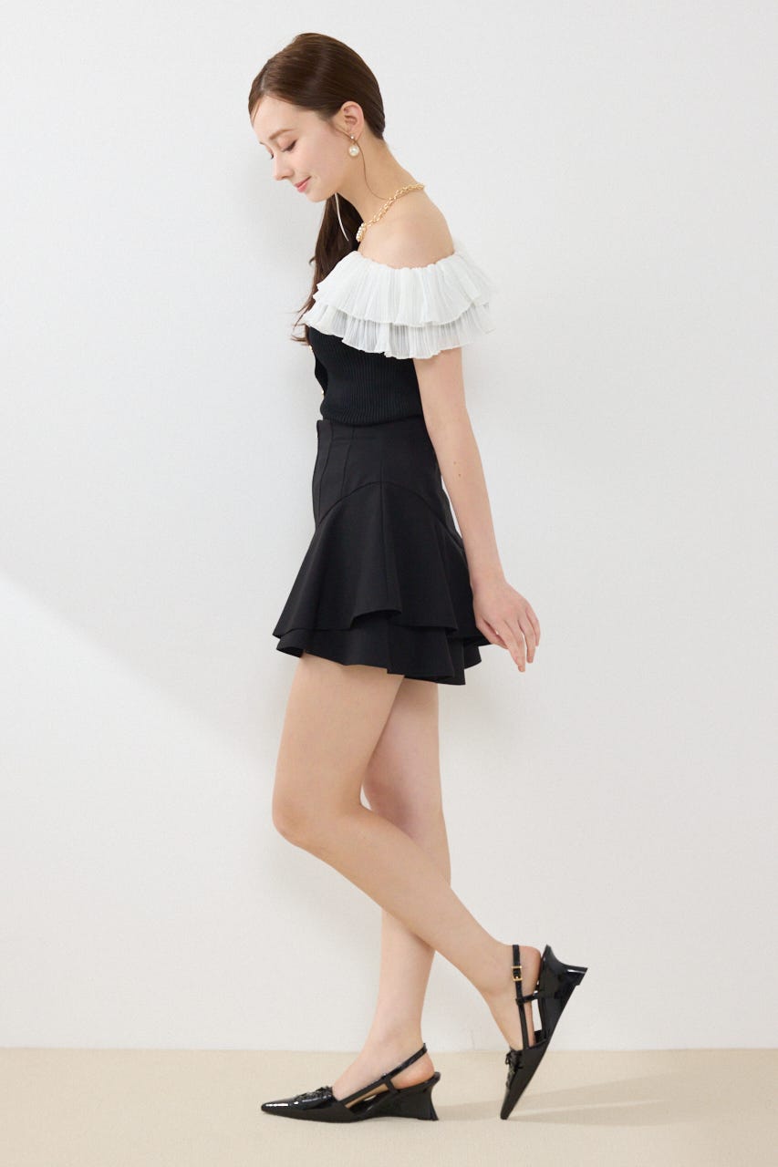 レイヤードヘムコルセットスコートショートパンツ BLK S