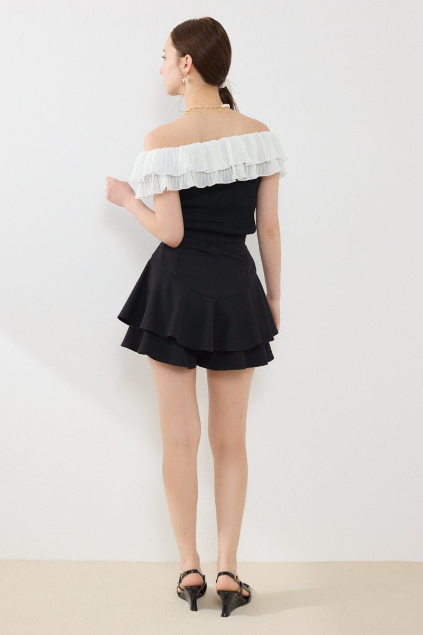 レイヤードヘムコルセットスコートショートパンツ BLK S